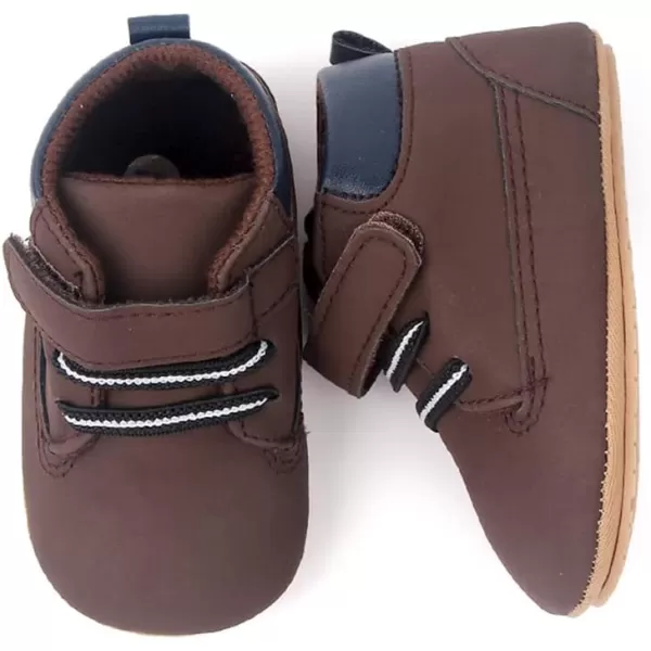 Meckior Toddler Baby Boys Girls High Tops Ankle Sneakers Soft AntiSlip Sole PU Leather Moccasins Infant Newborn Prewalker First Walking Crib ShoesA20Brown