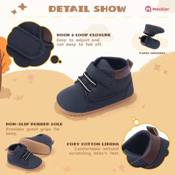 Meckior Toddler Baby Boys Girls High Tops Ankle Sneakers Soft AntiSlip Sole PU Leather Moccasins Infant Newborn Prewalker First Walking Crib ShoesA20Blue