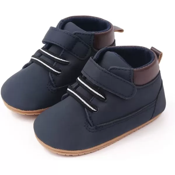 Meckior Toddler Baby Boys Girls High Tops Ankle Sneakers Soft AntiSlip Sole PU Leather Moccasins Infant Newborn Prewalker First Walking Crib ShoesA20Blue