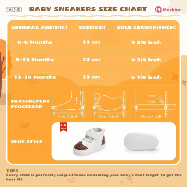 Meckior Toddler Baby Boys Girls High Tops Ankle Sneakers Soft AntiSlip Sole PU Leather Moccasins Infant Newborn Prewalker First Walking Crib ShoesA30White