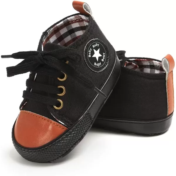 Meckior Toddler Baby Boys Girls High Tops Ankle Sneakers Soft AntiSlip Sole PU Leather Moccasins Infant Newborn Prewalker First Walking Crib ShoesABlackbrown