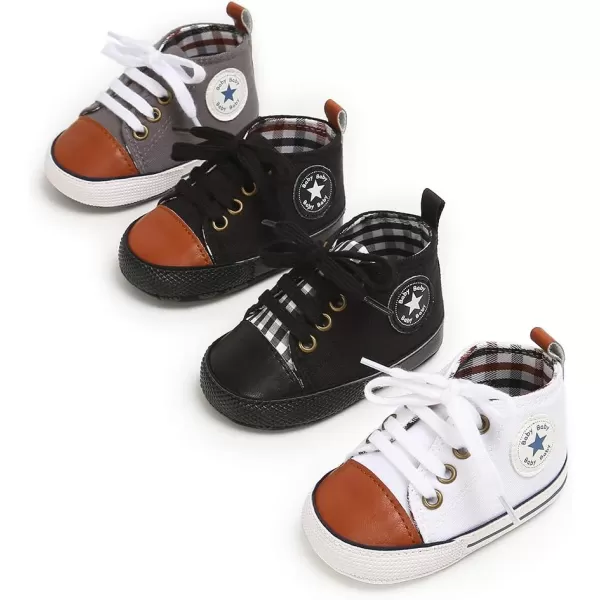Meckior Toddler Baby Boys Girls High Tops Ankle Sneakers Soft AntiSlip Sole PU Leather Moccasins Infant Newborn Prewalker First Walking Crib ShoesAGray