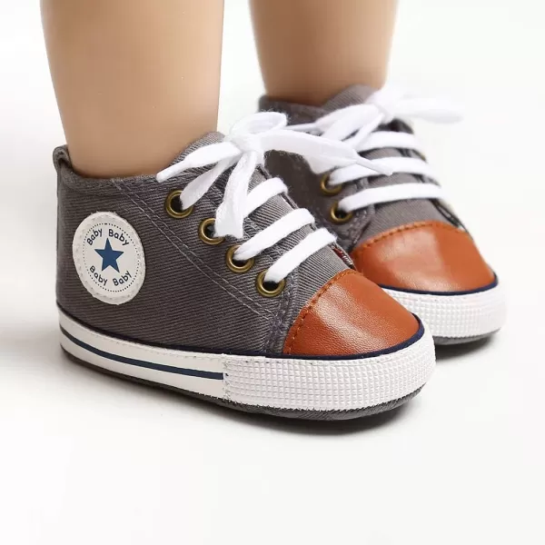 Meckior Toddler Baby Boys Girls High Tops Ankle Sneakers Soft AntiSlip Sole PU Leather Moccasins Infant Newborn Prewalker First Walking Crib ShoesAGray