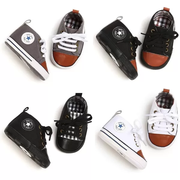Meckior Toddler Baby Boys Girls High Tops Ankle Sneakers Soft AntiSlip Sole PU Leather Moccasins Infant Newborn Prewalker First Walking Crib ShoesAWhite