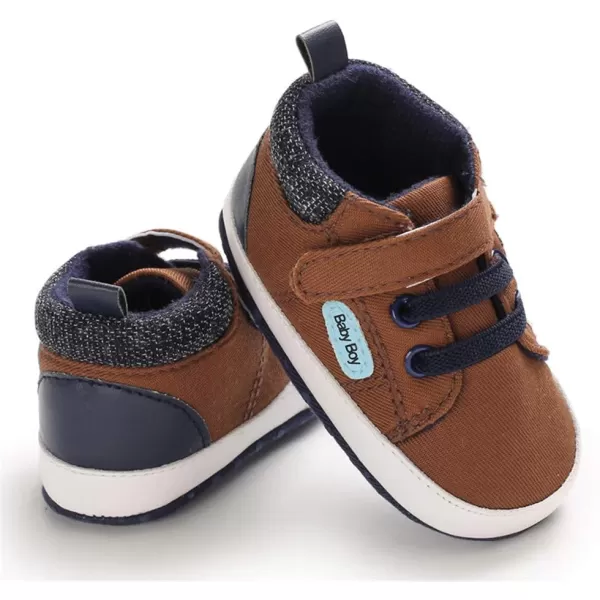 Meckior Toddler Baby Boys Girls High Tops Ankle Sneakers Soft AntiSlip Sole PU Leather Moccasins Infant Newborn Prewalker First Walking Crib ShoesB01Brown