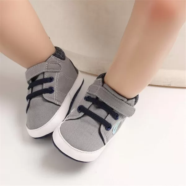 Meckior Toddler Baby Boys Girls High Tops Ankle Sneakers Soft AntiSlip Sole PU Leather Moccasins Infant Newborn Prewalker First Walking Crib ShoesB02Gray