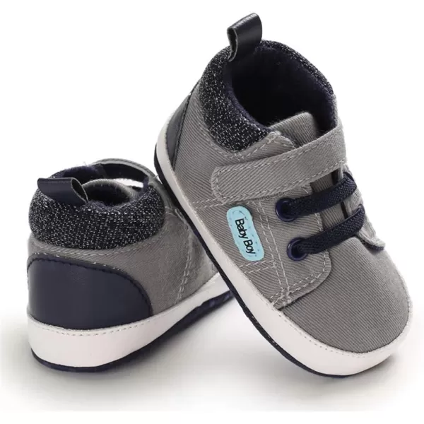 Meckior Toddler Baby Boys Girls High Tops Ankle Sneakers Soft AntiSlip Sole PU Leather Moccasins Infant Newborn Prewalker First Walking Crib ShoesB02Gray