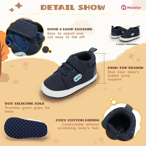 Meckior Toddler Baby Boys Girls High Tops Ankle Sneakers Soft AntiSlip Sole PU Leather Moccasins Infant Newborn Prewalker First Walking Crib ShoesB03Blue