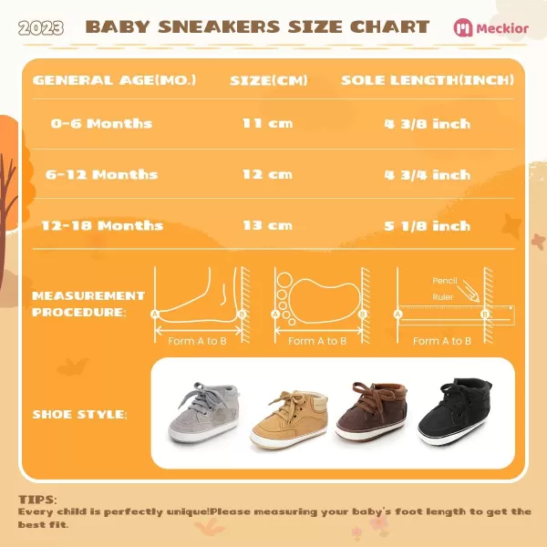 Meckior Toddler Baby Boys Girls High Tops Ankle Sneakers Soft AntiSlip Sole PU Leather Moccasins Infant Newborn Prewalker First Walking Crib ShoesC01Black