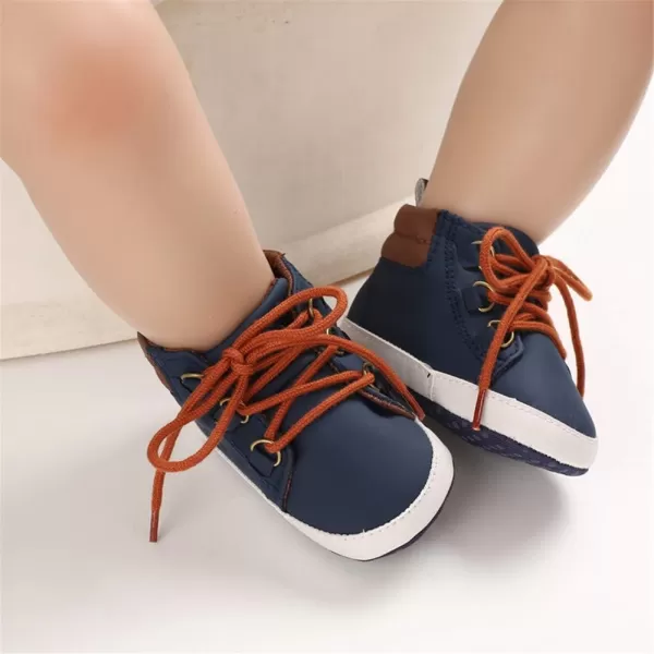 Meckior Toddler Baby Boys Girls High Tops Ankle Sneakers Soft AntiSlip Sole PU Leather Moccasins Infant Newborn Prewalker First Walking Crib ShoesD01Blue