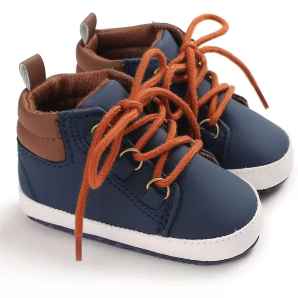 Meckior Toddler Baby Boys Girls High Tops Ankle Sneakers Soft AntiSlip Sole PU Leather Moccasins Infant Newborn Prewalker First Walking Crib ShoesD01Blue