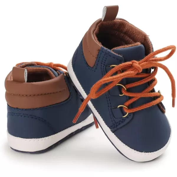 Meckior Toddler Baby Boys Girls High Tops Ankle Sneakers Soft AntiSlip Sole PU Leather Moccasins Infant Newborn Prewalker First Walking Crib ShoesD01Blue