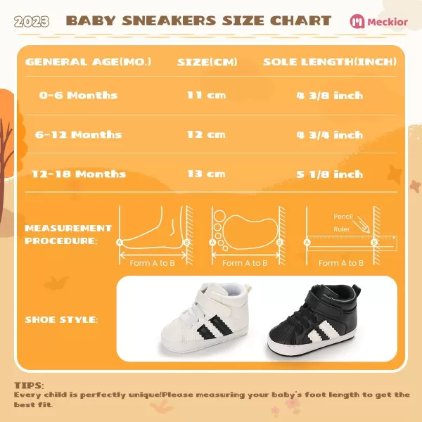 Meckior Toddler Baby Boys Girls High Tops Ankle Sneakers Soft AntiSlip Sole PU Leather Moccasins Infant Newborn Prewalker First Walking Crib ShoesFWhite