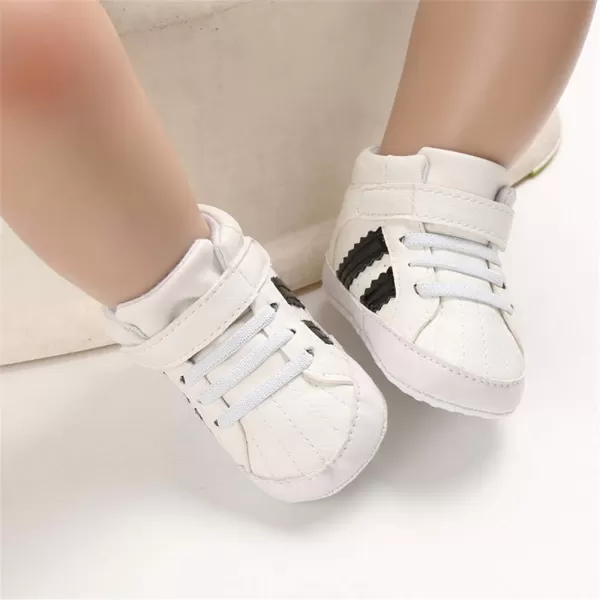 Meckior Toddler Baby Boys Girls High Tops Ankle Sneakers Soft AntiSlip Sole PU Leather Moccasins Infant Newborn Prewalker First Walking Crib ShoesFWhite