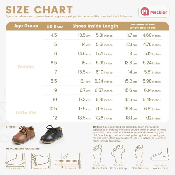 Meckior Toddler Boys Girls Dress Shoes Little Kid Oxford Shoes Wedding Church Dress Shoes PU Leather Lace Up School Uniform Loafer FlatsB01Brown