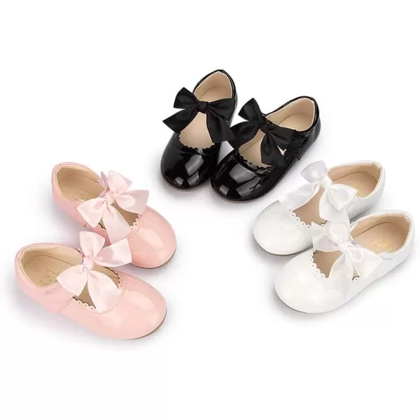 Meckior Toddler Little Girl Mary Jane Dress Shoes Ballet Flats for Girl Party School Shoes Bowknot Princess ShoesA01White