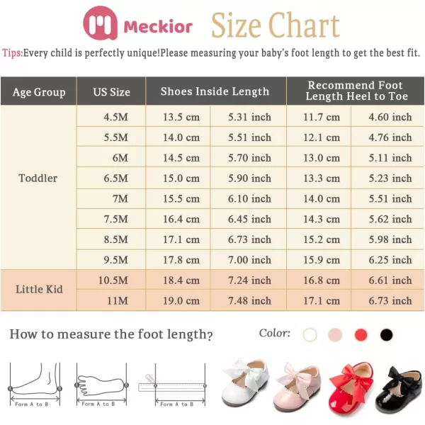 Meckior Toddler Little Girl Mary Jane Dress Shoes Ballet Flats for Girl Party School Shoes Bowknot Princess ShoesA01White