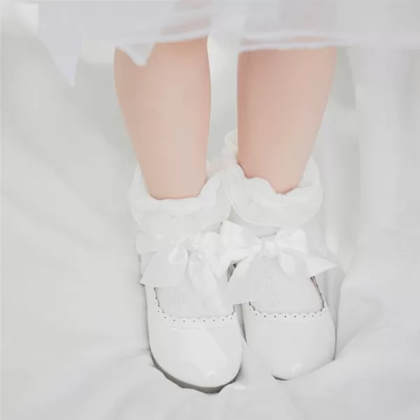 Meckior Toddler Little Girl Mary Jane Dress Shoes Ballet Flats for Girl Party School Shoes Bowknot Princess ShoesA01White