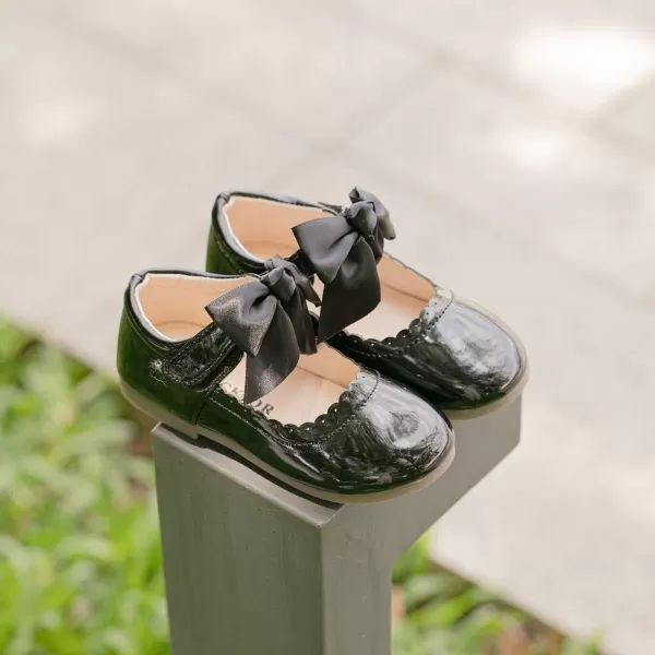 Meckior Toddler Little Girl Mary Jane Dress Shoes Ballet Flats for Girl Party School Shoes Bowknot Princess ShoesA03Black