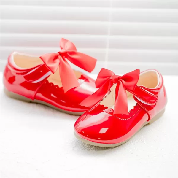 Meckior Toddler Little Girl Mary Jane Dress Shoes Ballet Flats for Girl Party School Shoes Bowknot Princess ShoesA03Red