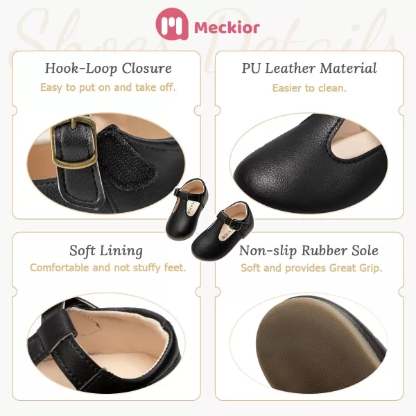 Meckior Toddler Little Girl Mary Jane Dress Shoes Ballet Flats for Girl Party School Shoes Bowknot Princess ShoesB01Black