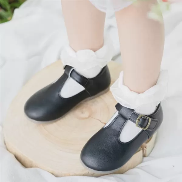 Meckior Toddler Little Girl Mary Jane Dress Shoes Ballet Flats for Girl Party School Shoes Bowknot Princess ShoesB01Black
