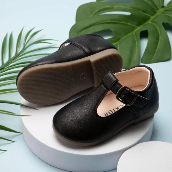 Meckior Toddler Little Girl Mary Jane Dress Shoes Ballet Flats for Girl Party School Shoes Bowknot Princess ShoesB01Black