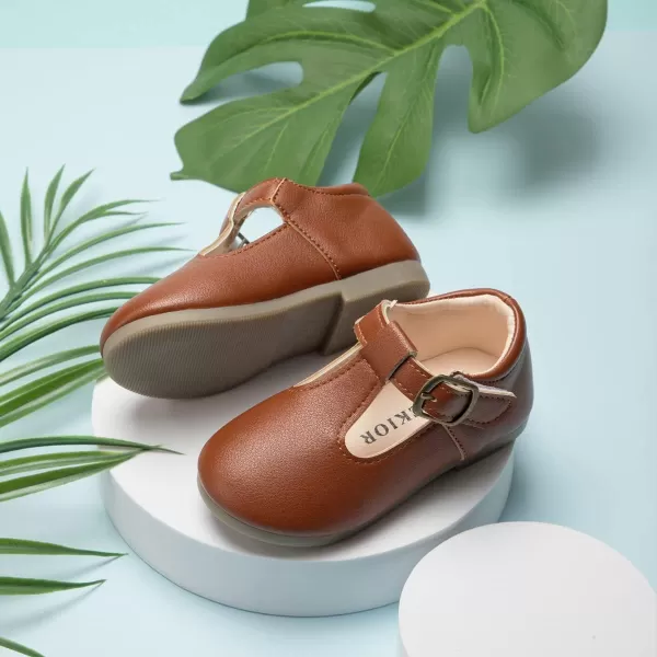 Meckior Toddler Little Girl Mary Jane Dress Shoes Ballet Flats for Girl Party School Shoes Bowknot Princess ShoesB01Brown