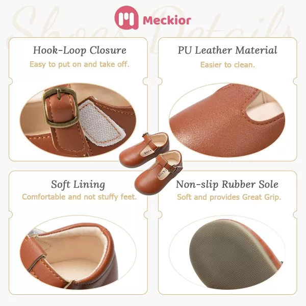 Meckior Toddler Little Girl Mary Jane Dress Shoes Ballet Flats for Girl Party School Shoes Bowknot Princess ShoesB01Brown