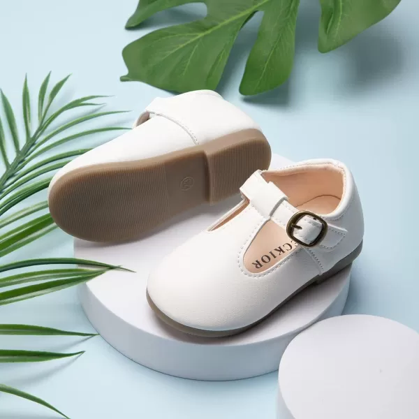 Meckior Toddler Little Girl Mary Jane Dress Shoes Ballet Flats for Girl Party School Shoes Bowknot Princess ShoesB01White