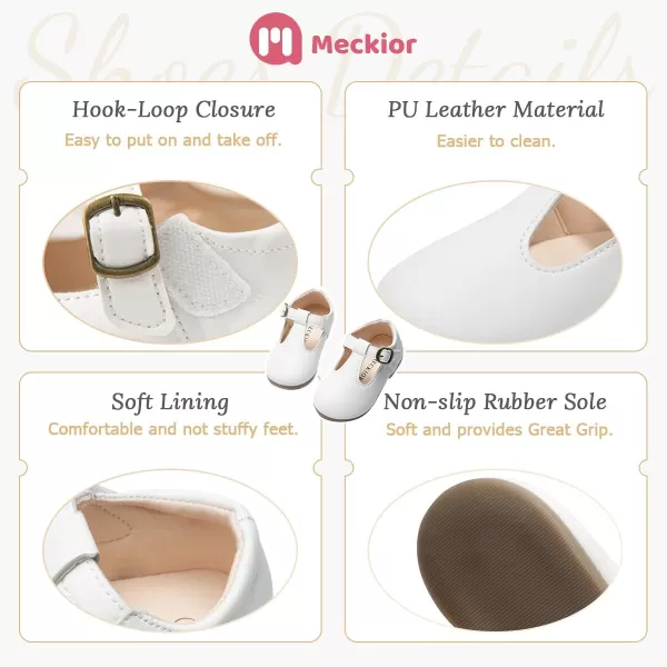 Meckior Toddler Little Girl Mary Jane Dress Shoes Ballet Flats for Girl Party School Shoes Bowknot Princess ShoesB01White