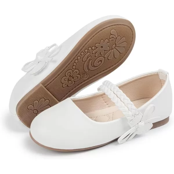 Meckior Toddler Little Girl Mary Jane Dress Shoes Ballet Flats for Girl Party School Shoes Bowknot Princess ShoesB03White