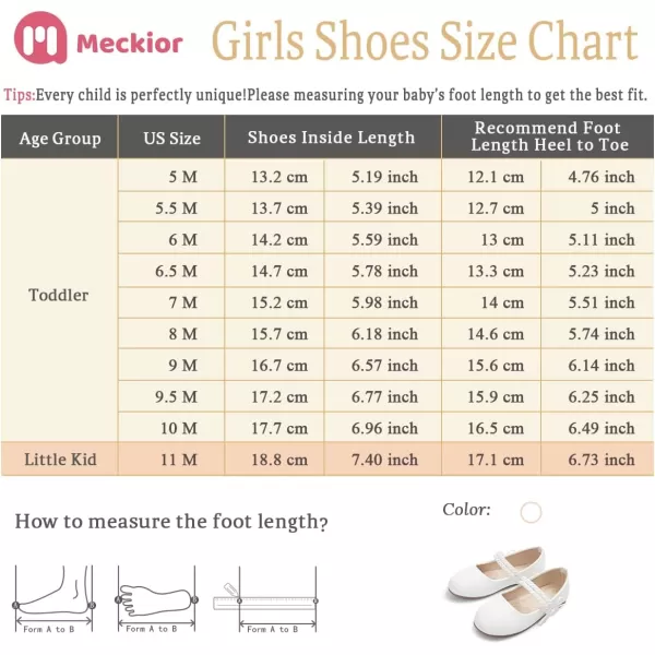 Meckior Toddler Little Girl Mary Jane Dress Shoes Ballet Flats for Girl Party School Shoes Bowknot Princess ShoesB03White