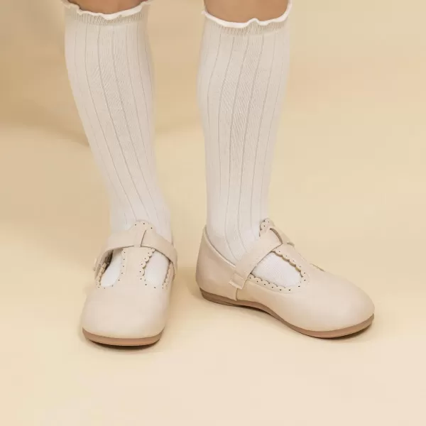 Meckior Toddler Little Girl Mary Jane Dress Shoes Ballet Flats for Girl Party School Shoes Bowknot Princess ShoesB05Beige