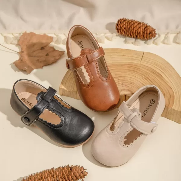 Meckior Toddler Little Girl Mary Jane Dress Shoes Ballet Flats for Girl Party School Shoes Bowknot Princess ShoesB05Beige