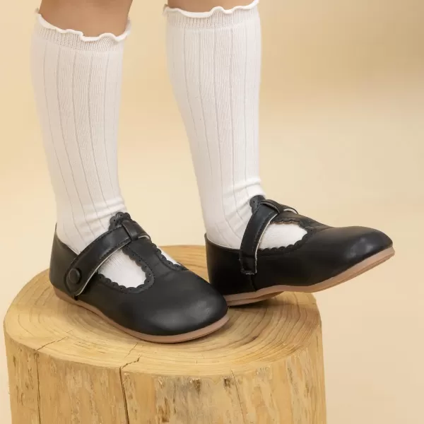 Meckior Toddler Little Girl Mary Jane Dress Shoes Ballet Flats for Girl Party School Shoes Bowknot Princess ShoesB05Black