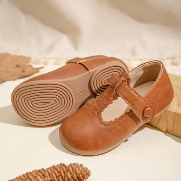 Meckior Toddler Little Girl Mary Jane Dress Shoes Ballet Flats for Girl Party School Shoes Bowknot Princess ShoesB05Brown