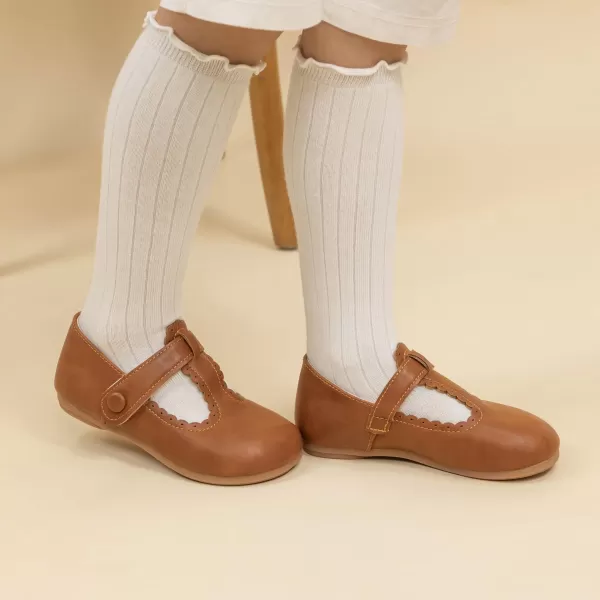 Meckior Toddler Little Girl Mary Jane Dress Shoes Ballet Flats for Girl Party School Shoes Bowknot Princess ShoesB05Brown