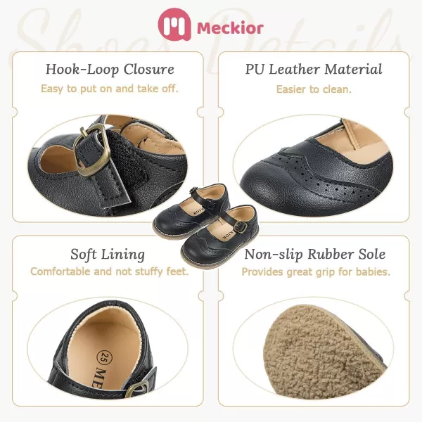 Meckior Toddler Little Girl Mary Jane Dress Shoes Ballet Flats for Girl Party School Shoes Bowknot Princess ShoesC01Black