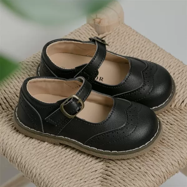 Meckior Toddler Little Girl Mary Jane Dress Shoes Ballet Flats for Girl Party School Shoes Bowknot Princess ShoesC01Black