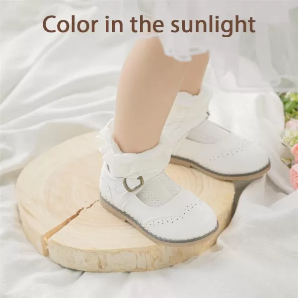 Meckior Toddler Little Girl Mary Jane Dress Shoes Ballet Flats for Girl Party School Shoes Bowknot Princess ShoesC01White