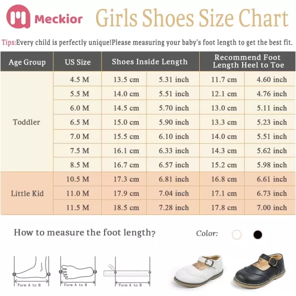 Meckior Toddler Little Girl Mary Jane Dress Shoes Ballet Flats for Girl Party School Shoes Bowknot Princess ShoesC01White