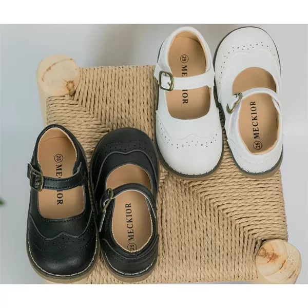 Meckior Toddler Little Girl Mary Jane Dress Shoes Ballet Flats for Girl Party School Shoes Bowknot Princess ShoesC01White