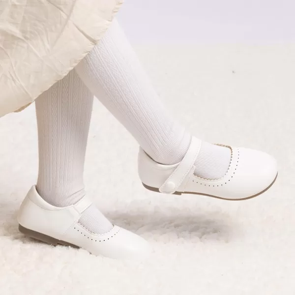 Meckior Toddler Little Girl Mary Jane Dress Shoes Ballet Flats for Girl Party School Shoes Bowknot Princess ShoesD10White