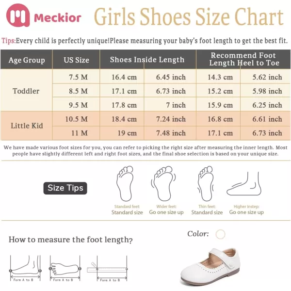Meckior Toddler Little Girl Mary Jane Dress Shoes Ballet Flats for Girl Party School Shoes Bowknot Princess ShoesD10White