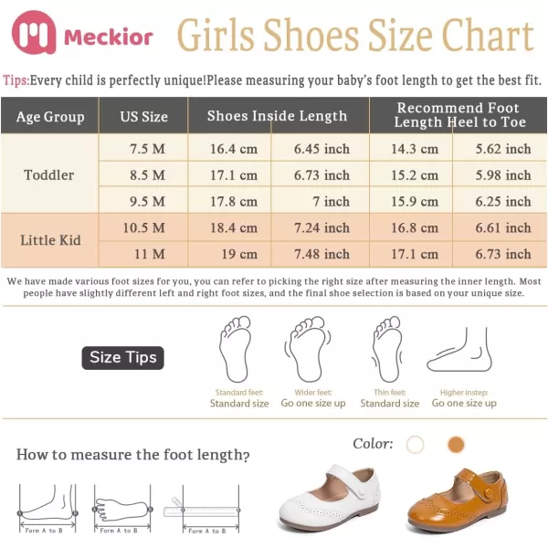Meckior Toddler Little Girl Mary Jane Dress Shoes Ballet Flats for Girl Party School Shoes Bowknot Princess ShoesD15White