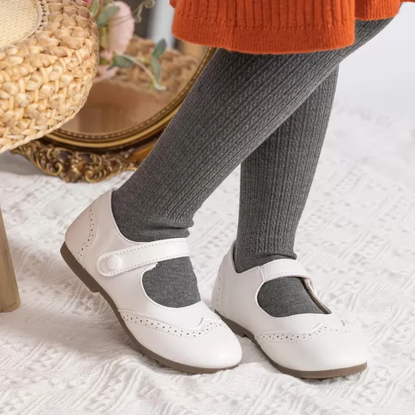 Meckior Toddler Little Girl Mary Jane Dress Shoes Ballet Flats for Girl Party School Shoes Bowknot Princess ShoesD15White