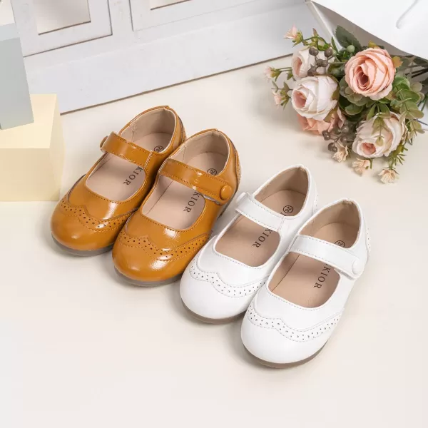 Meckior Toddler Little Girl Mary Jane Dress Shoes Ballet Flats for Girl Party School Shoes Bowknot Princess ShoesD15White