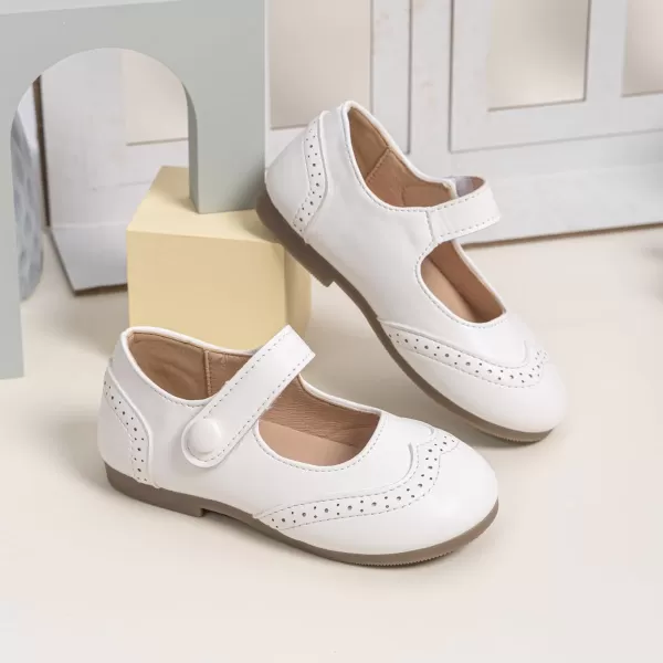 Meckior Toddler Little Girl Mary Jane Dress Shoes Ballet Flats for Girl Party School Shoes Bowknot Princess ShoesD15White