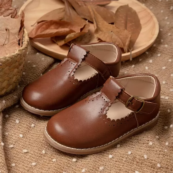 Meckior Toddler Little Girl Mary Jane Dress Shoes Ballet Flats for Girl Party School Shoes Bowknot Princess ShoesD23Brown